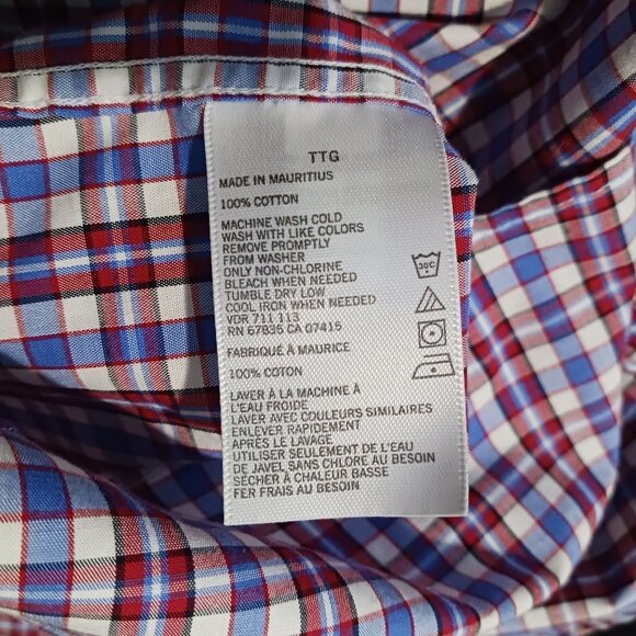 Nautica A Bit Trimmer Red/White/Blue Plaid Button-up Shirt Size XXL - Picture 6 of 8